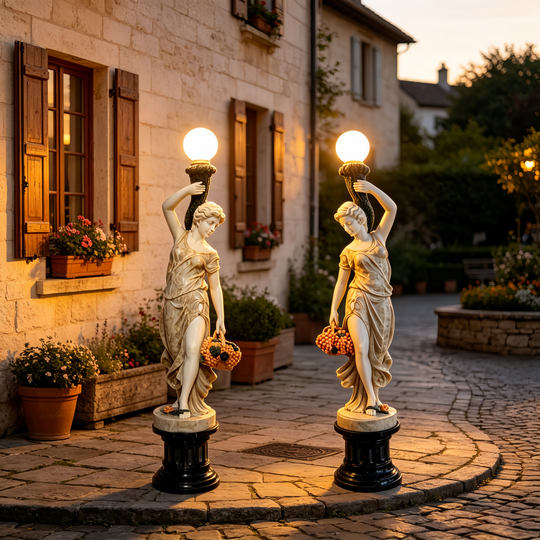 Pair of Statue Lamps Standard Composition