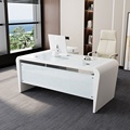 Cheap executive manager CEO office furniture white modern L shape glass office desk table de bureau1