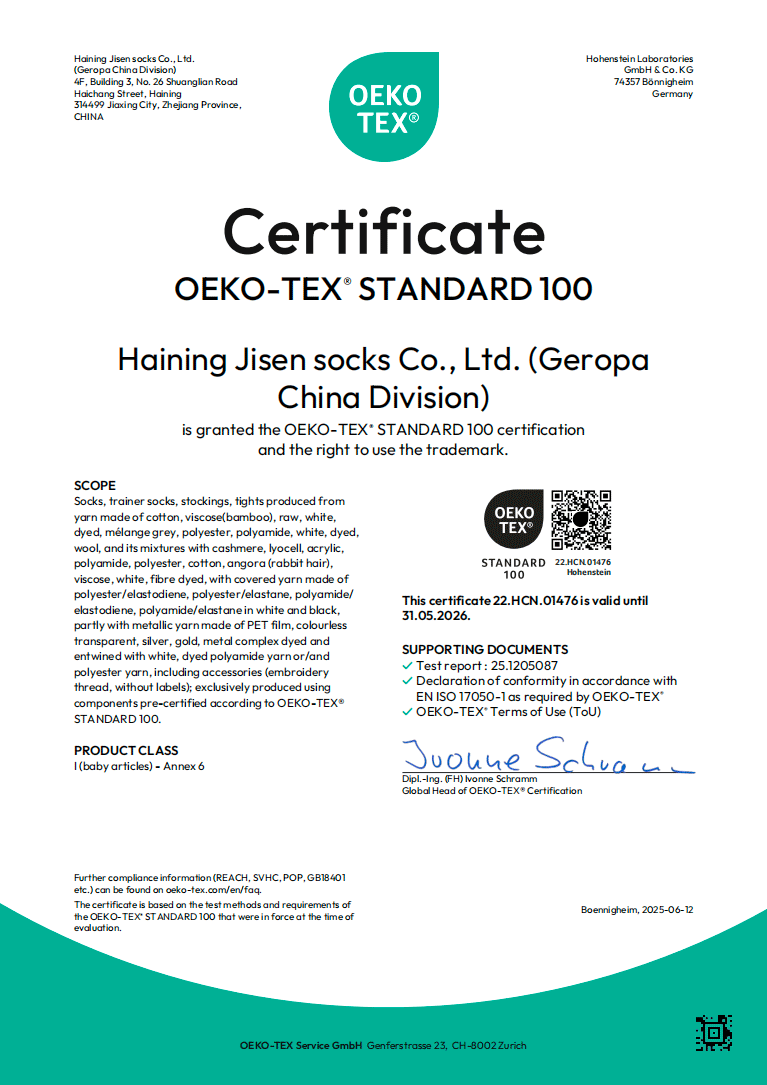 CertificateOEKO-TEX'STANDARD 100