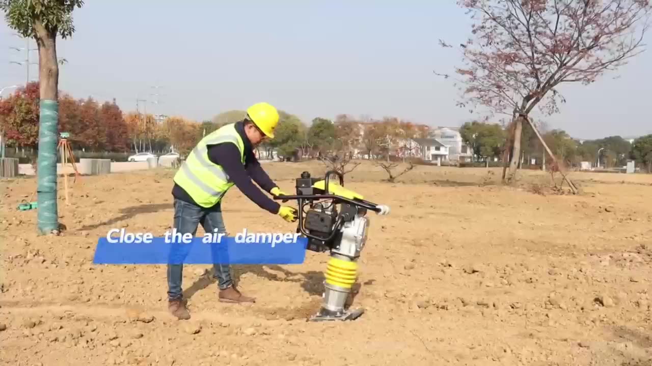 Accepter le moustillage de la machine à compacteur OEM avec du tampon vibrant avec un moteur GX160 max 8,5 cm de saut tramage de saut