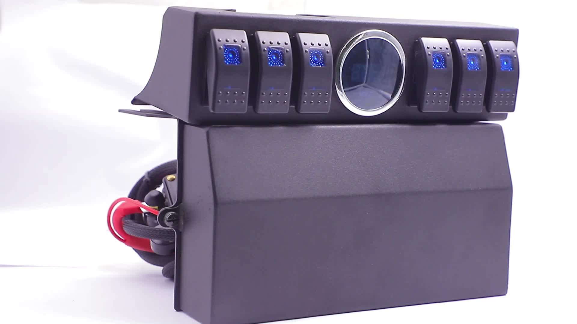 6 Panel sakelar geng dengan braket dan voltmeter untuk mobil auto1