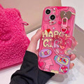Luxury Ins Pink Happy Girl Silicone Phone Case with Heart Keychain for iPhone 14/13 Pro Max1