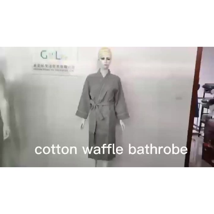 unisex long cotton spa dress robes waffle bathrobe