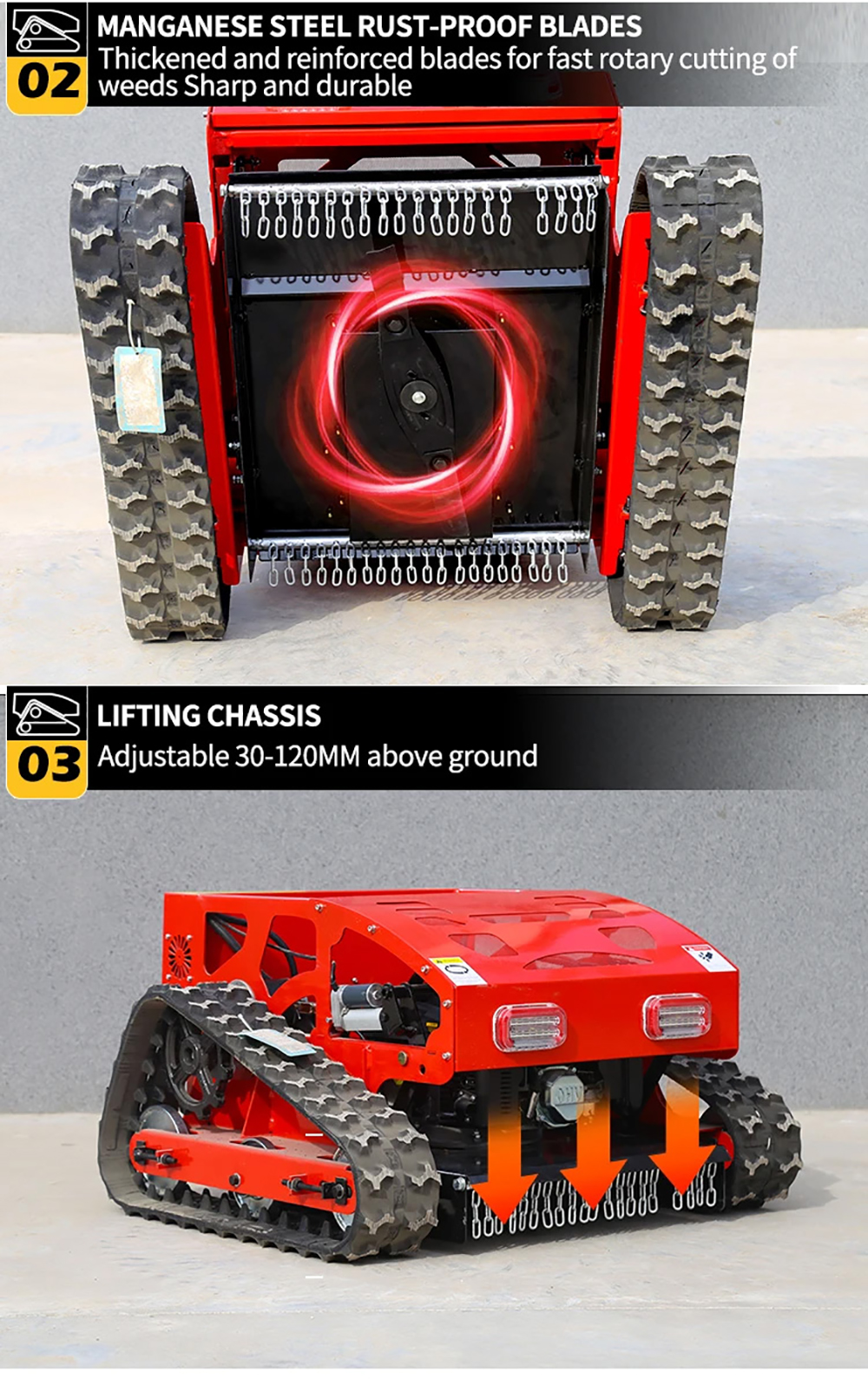 Gasoline Engine Crawler Remote Control Lawn Mower3