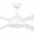 52 Inch White Decorative DC Ceiling Fan with LED Light and 4 Plastic Blades1