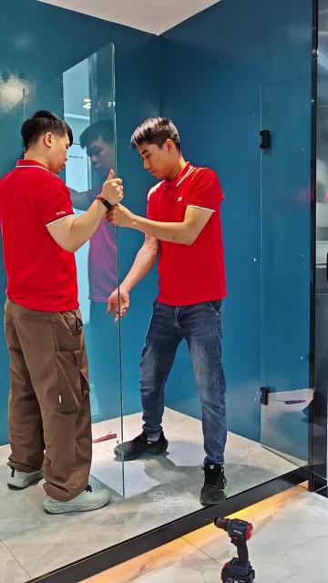 Disassembly of solid brass shower door hinge glass hardware