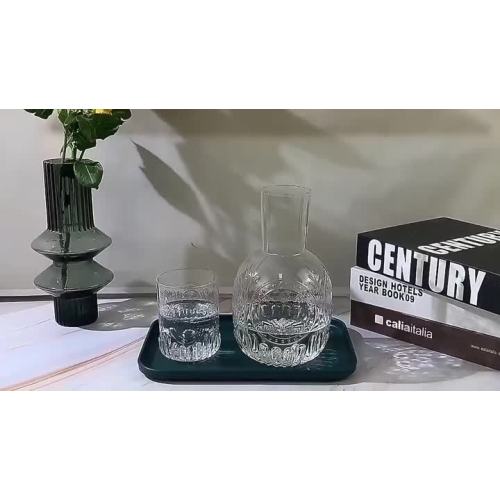 Stocked embossed glass Bedside Water Carafe Set