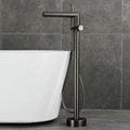 Premium Azeta Brass Bathroom Faucet Set: Hot and Cold Water, Floor Mount Bathtub Shower Mixer Tap with Single Handle and Waterfall Spout1