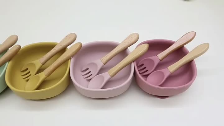 Bpa Free Eco -friendly Colorful Tableware Silicone Feeding Bowl With Spoon - Buy Baby Bowl With Suction, Baby Suction Bowl, Silicone Baby Feeding Bowls Product on Alibaba.com