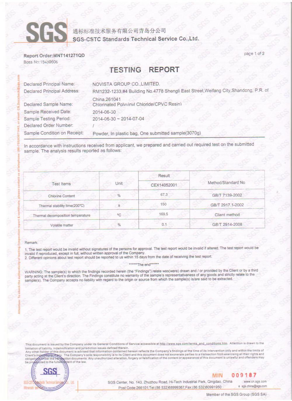 SGS-CPVC RESIN