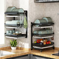 High Quality Large Metal Three-Layer Non-Folding Standing Dish Rack Sink Dish Drainer Drying Rack Multifunction Kitchen Storage1