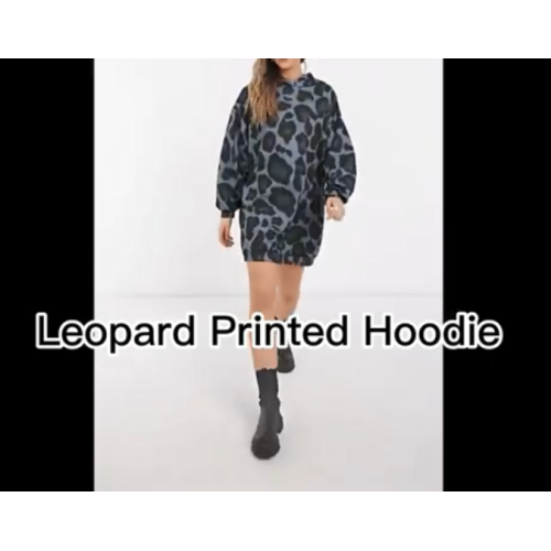 Sudadera con capucha midi impresa en leopardo-atuendo de moda