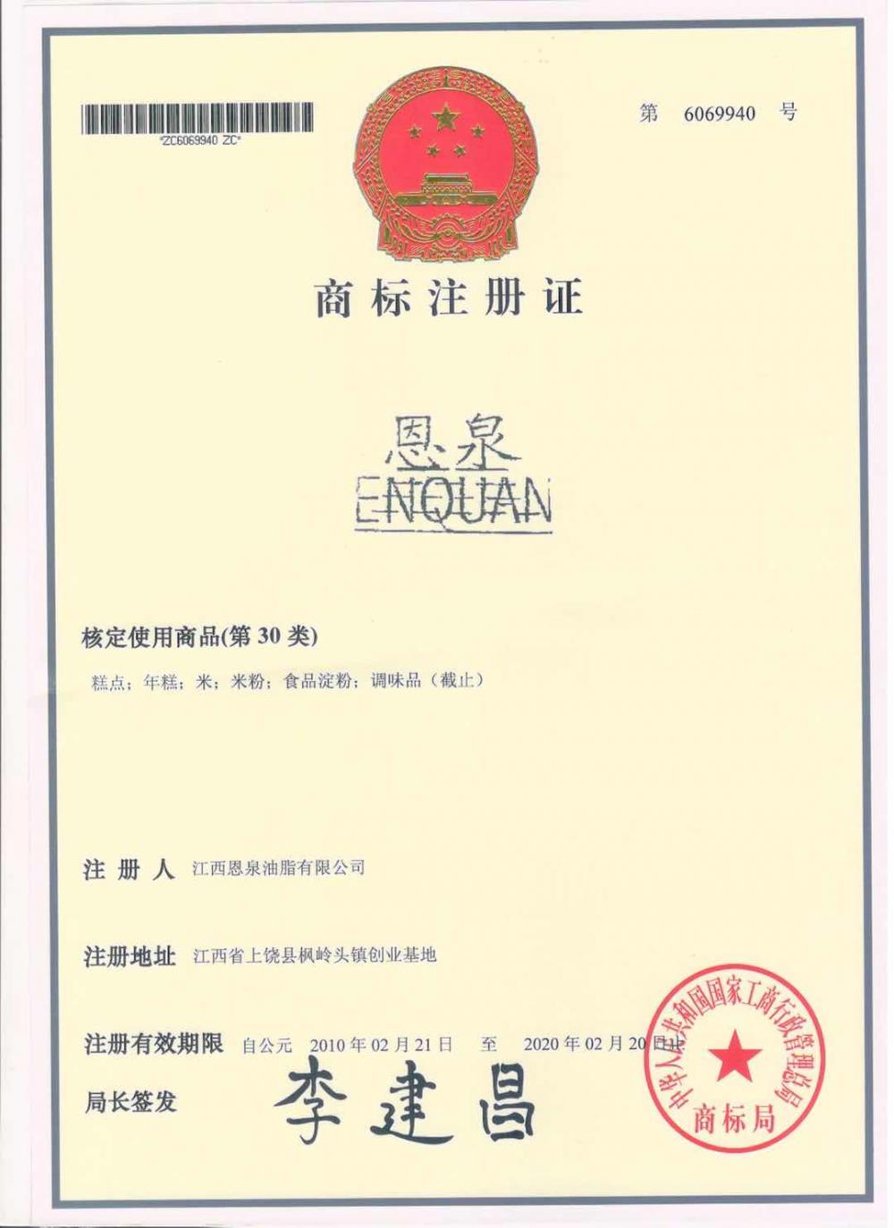 Trademark Certificate