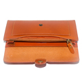 Vechatta Genuine Natural Tanned Leather Long Wallet with Zipper Closure1
