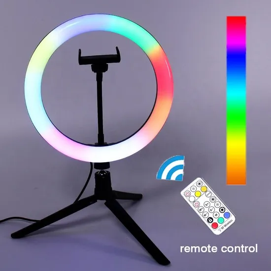 Atacado 10 /13inch RGB selfie transmissão ao vivo maquiagem do youtube anel de vídeo Light1