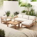 Moderne waterdichte meubels met kussens Woonkamer Balkon Patio Hotel Teak Wood Garden Sectionele buitenbank11