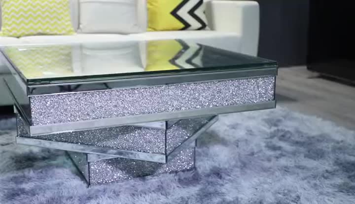 Vidéo sur la table basse en verre