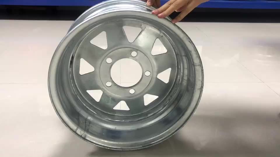 Factory Wholesale Galvanisé Surface de traitement des jantes de roue en acier de voiture 14 pouces roues de remorque chromée1