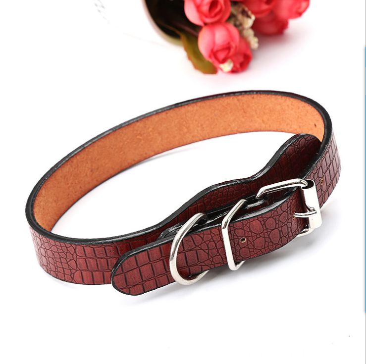 Pet supplier custom leather plain dog collar for walking training outdoor