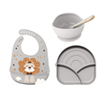 Wholesale 2022 Design: Factory Supplies Silicone Baby Feeding Set Including Bib, Spoon, Bowl, and Suction Plate1