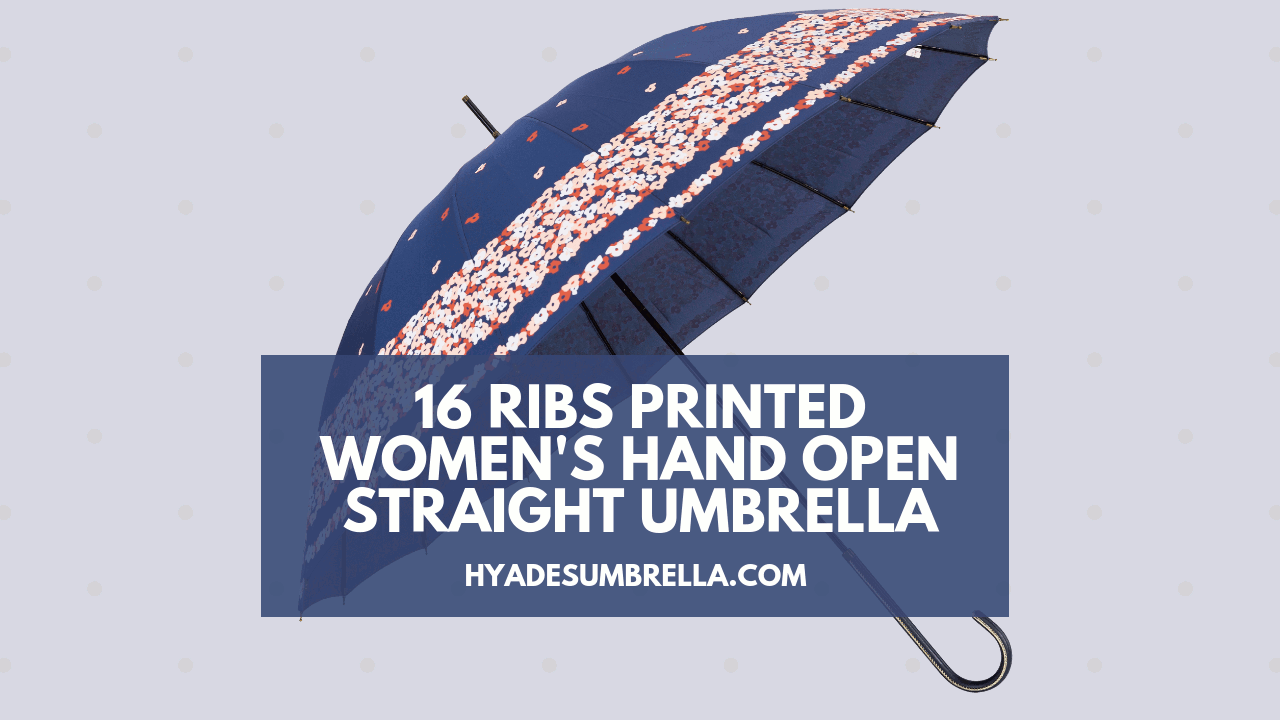 16 Ribs Printed Women's Hand Open Straight Umbrella