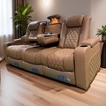 Orange Leather VIP Cinema Recliner Sofa for Villas and Living Rooms1