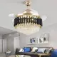 Lustre de luxe en cristal 70W ventilateur de plafond en or noir
