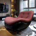 Burgundy Red Leather Reclining Chair - 2024 Minimalist Italian Design1