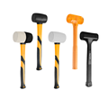 White Rubber Mallet Hammer, 340g, Yellow PP Black TPR Wooden Insulated Handle1