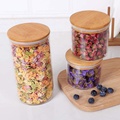 ODM / OEM Home Storage Round Glass High Borosilicate Jar with Airtight Bamboo Lid for Food Storage1