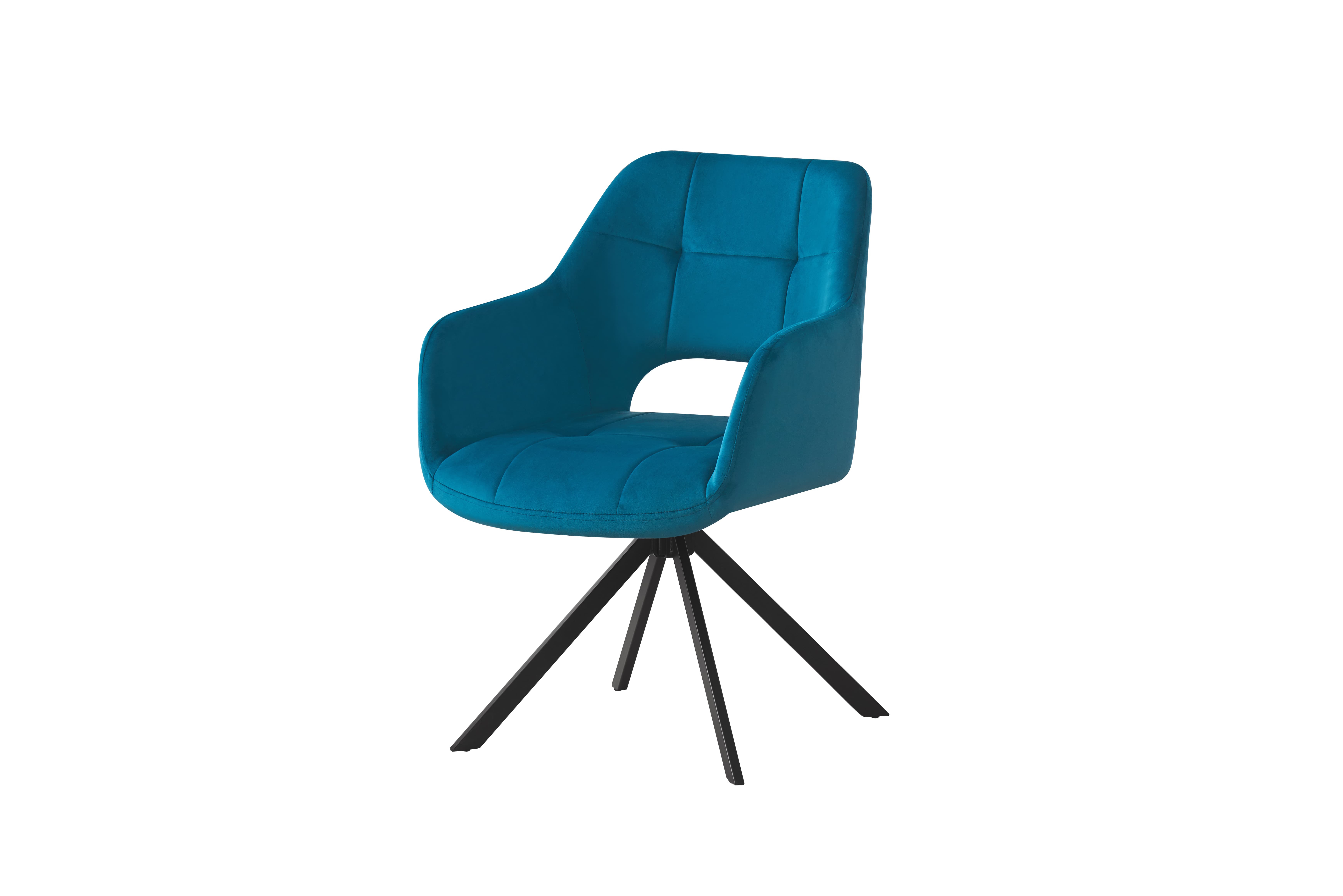 BR-24A09 Poltrona elegante e moderna em tecido azul com estrutura de ferro durável para espaços contemporâneos