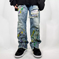 OEM Mens Distress Ripped Hole Cool Grousers Men Mend Fashion Hand Painted Jeans1