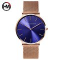 High Quality Men's Stainless Steel Mesh Watch with Blue Dial1