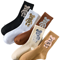 Custom Logo Tube Socks with 100% Cotton, featuring a Cute Bear Design for Women - No Minimum Order Quantity1