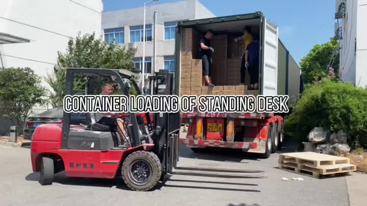 Container laden van staand bureau