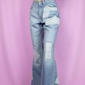 00S Y2K Patchwork Flare Denim Pants Παντελόνια Bell Παντελόνια Cyber ​​Grunge Festival Αποδόμησε το Vintage1