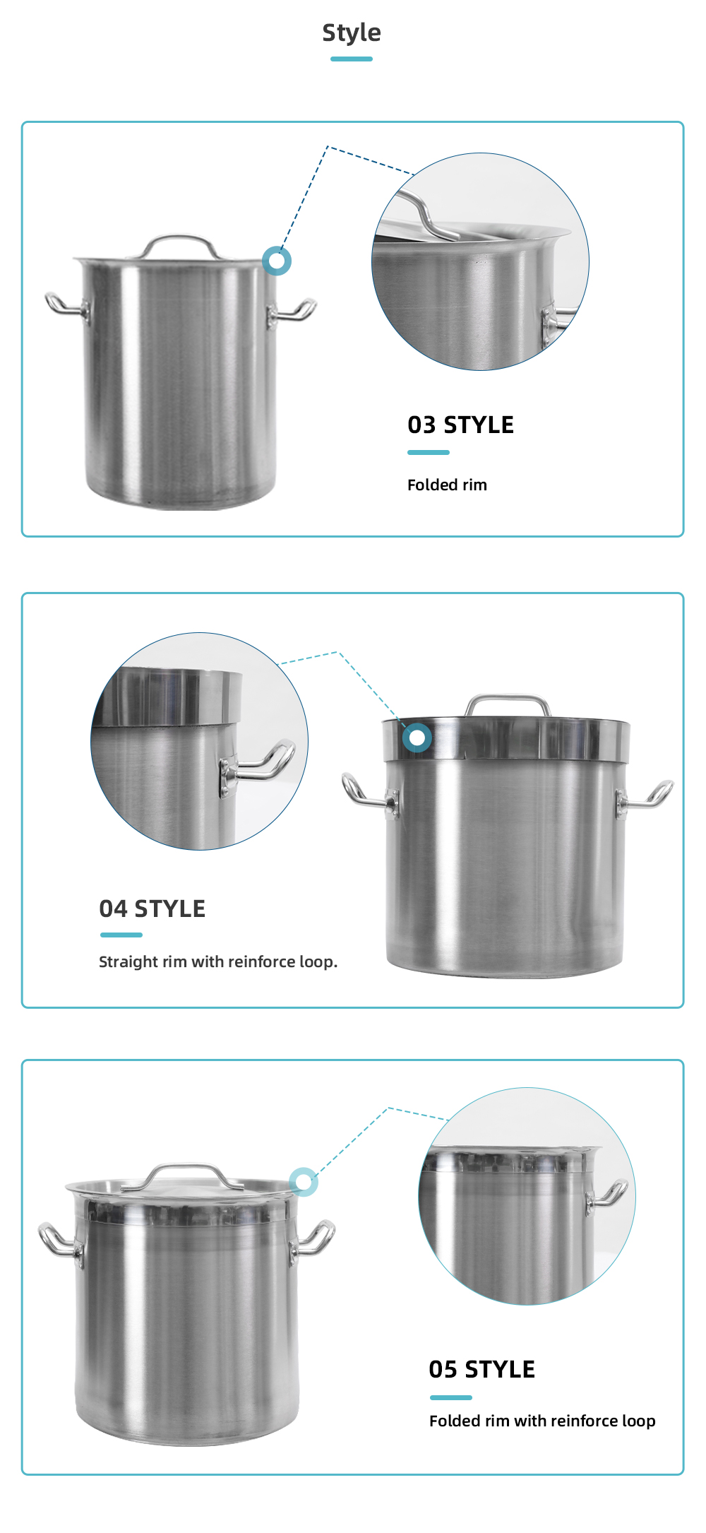 Thick 304 stainless steel short soup pot 