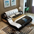 Modern Wood Frame King Size Leather Bed with Massage Storage Furniture1