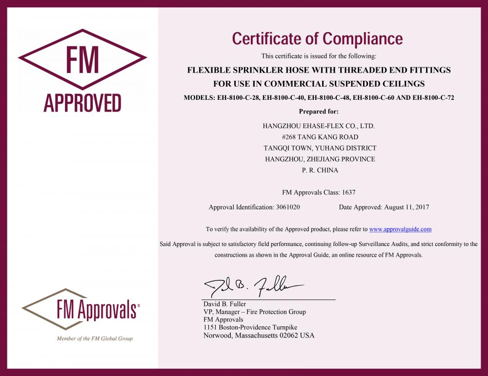 FM EH-8100-C Certificate