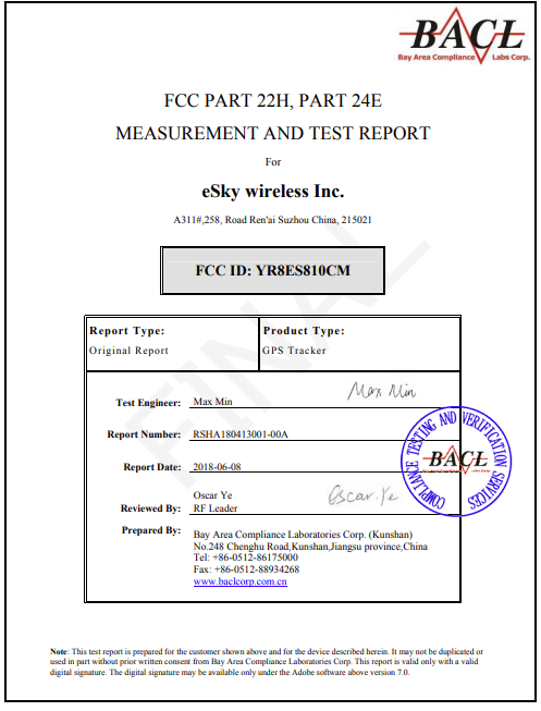 FCC PART 22H, PART 24E  MEASUREMENT AND TEST REPORT