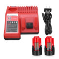 2Pack 3000mAh Lithium-ion 12V M-12 Rechargeable Battery with M-18 M-12 Charger Kit for Milwaukee Power Tools1
