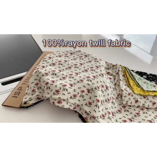 出售小花印刷中等重量100％人造丝织物斜纹圣诞节面料100％rayon1