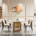 Modern unik mewah Italia marmer meja makan furniture furniture stainless steel basis ukuran besar meja makan1