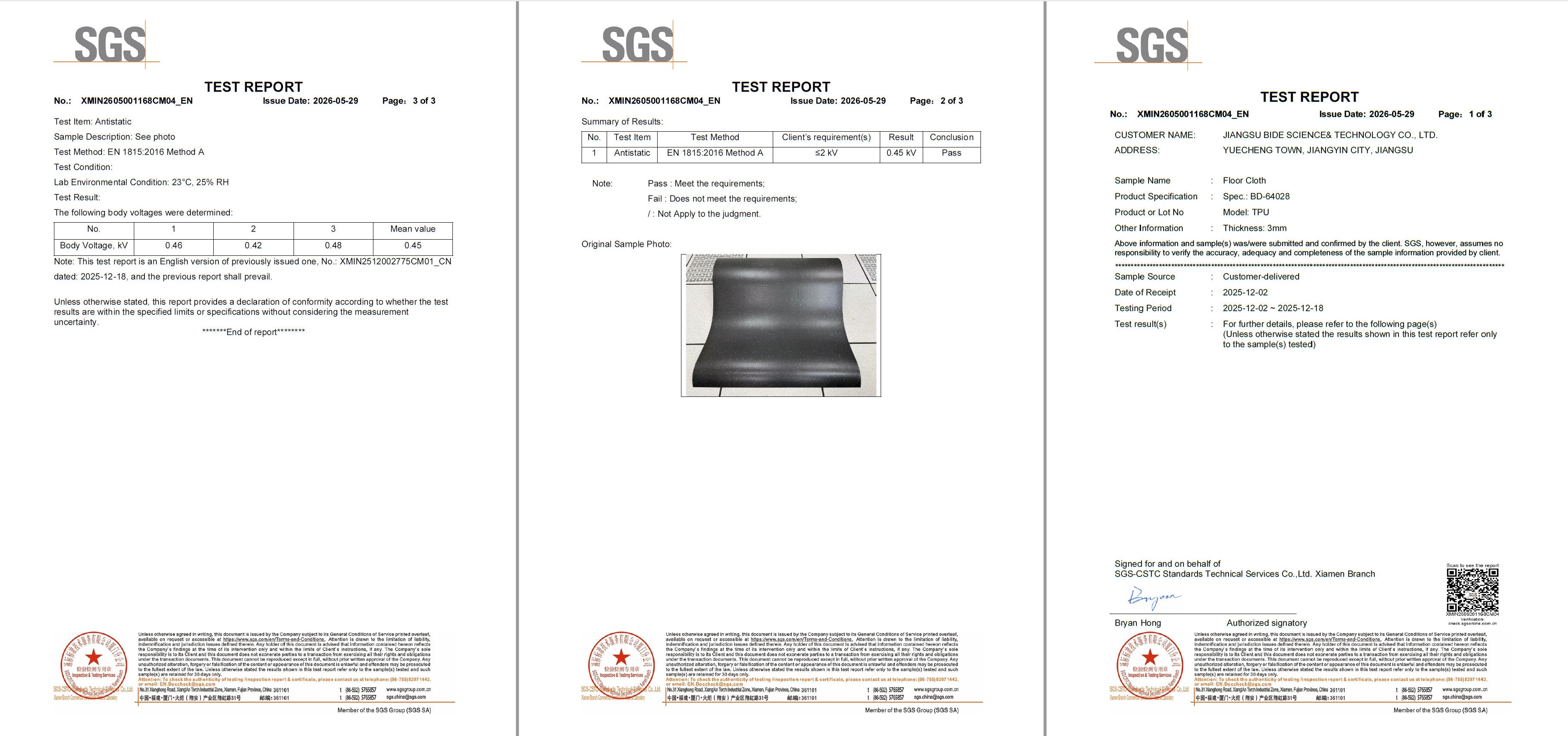 Antistatic Test Report