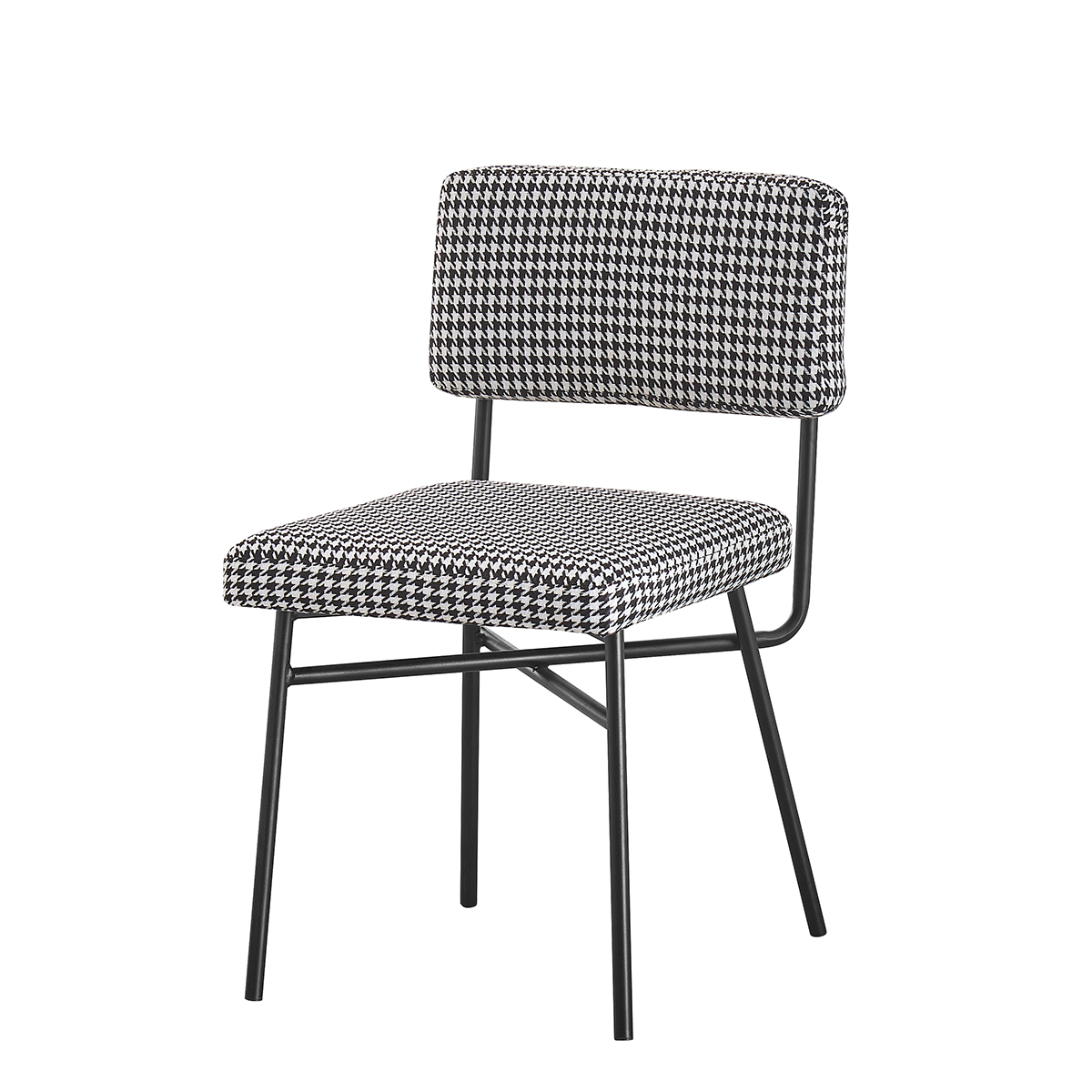 BR-24A12 Cadeira de moldura de metal moderno elegante com design de tecido de Houndstooth