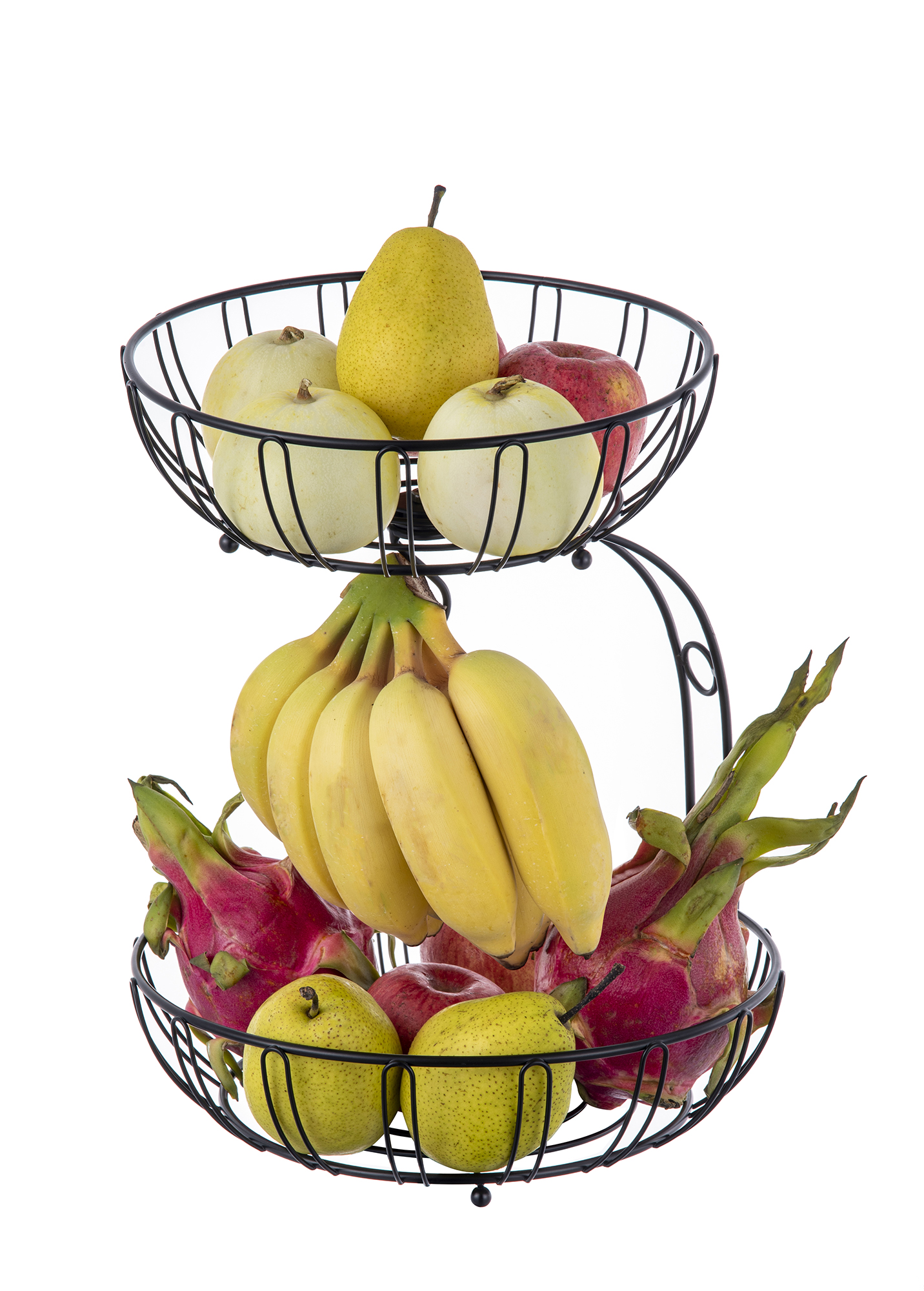 Canasta de frutas de doble capa con plátano.mp4