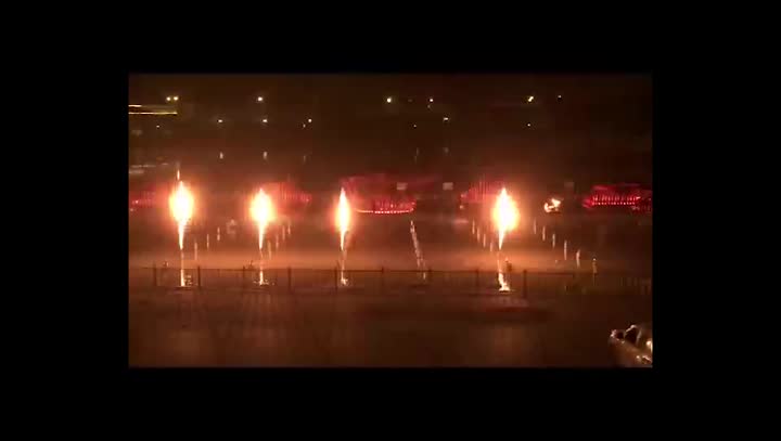 Performance musicale de la fontaine d&#39;incendie