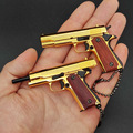Solid Wood Handle Miniature Colt 1911 Metal Toy Keychain1