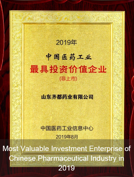 Most Valuable Investment Enterprise of Chinese Pharmaceutical Industry in 2019