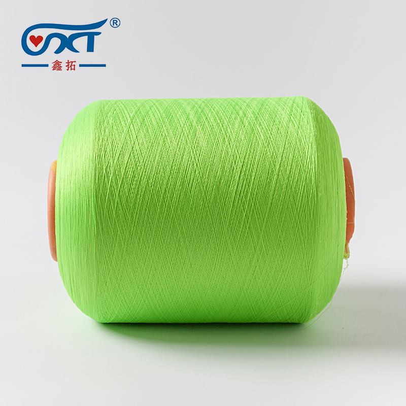 Light Green High Quality Dyed Colored Polyester SCY Single Covered Yarn For Knitting Socks